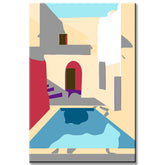 Painting by numbers art minimalism house with pool